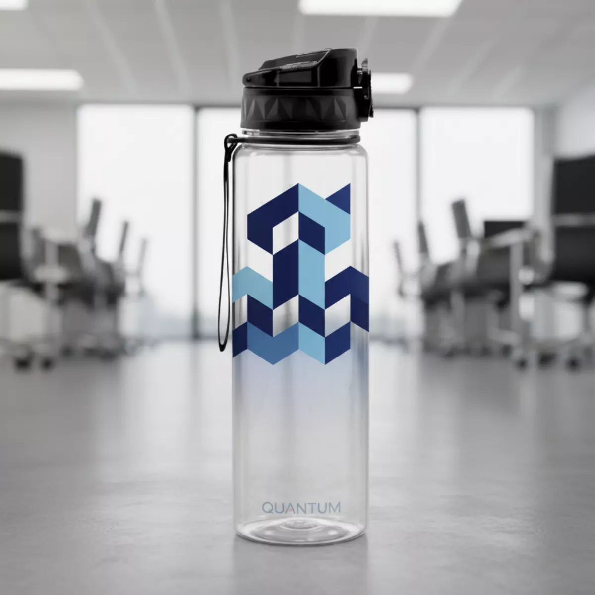 Printed business bottle with company tagline for team morale
