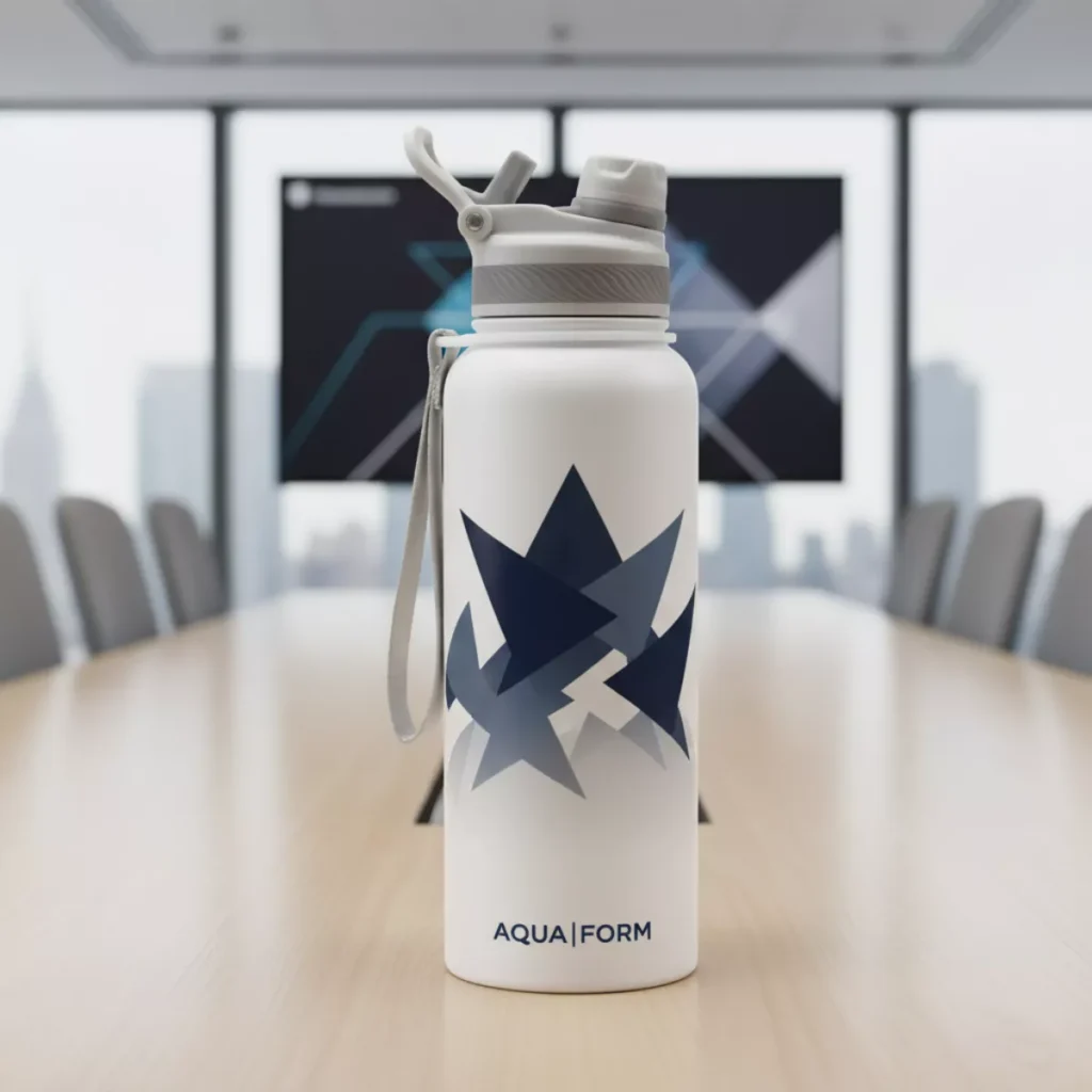 Custom corporate sponsor water bottle with bold printed logo
